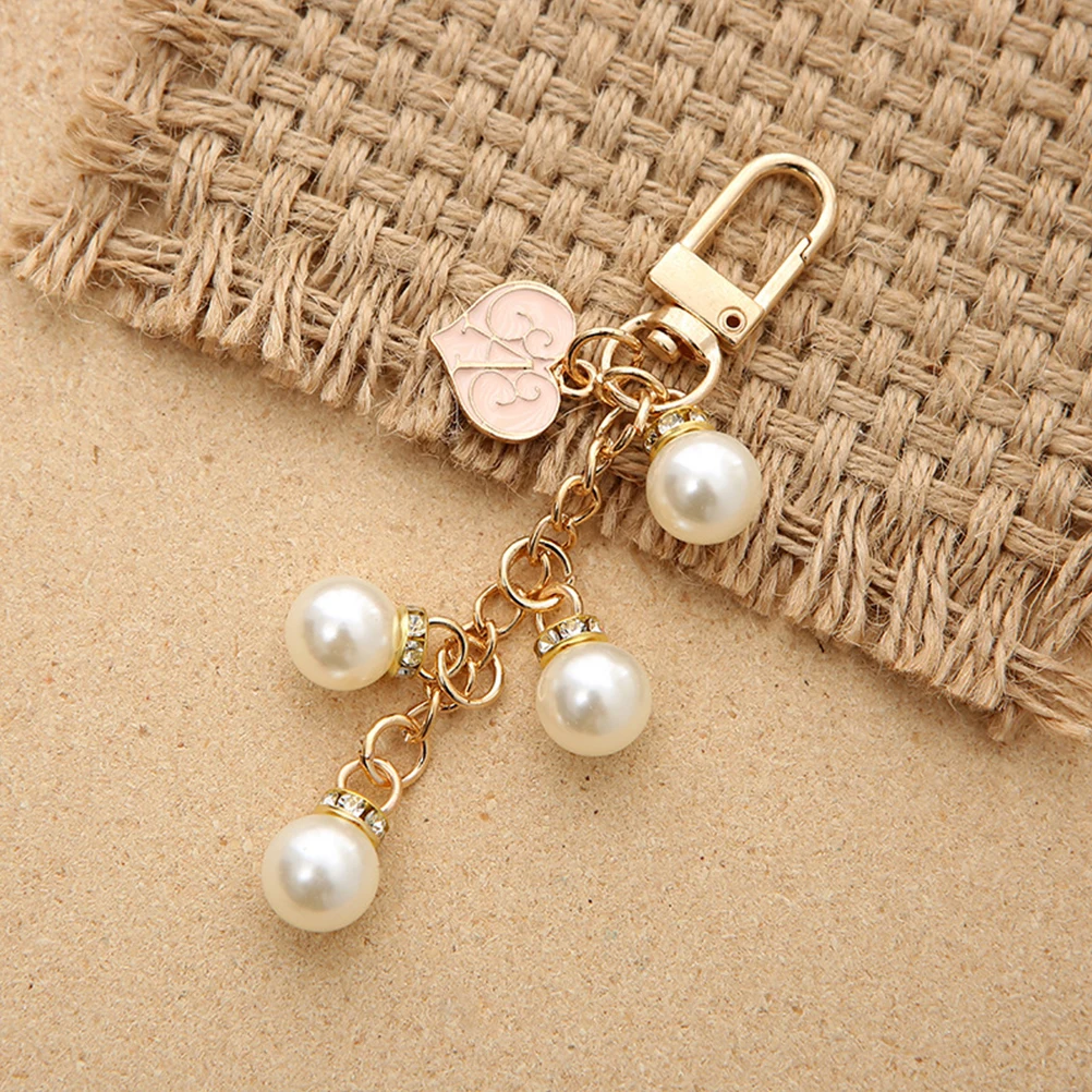 

2pcs Crystal Pearl Keychain Heart Zinc Alloy Bag Decoration Car Accessories Aesthetic Charms Pendant For Women Girls Backpack