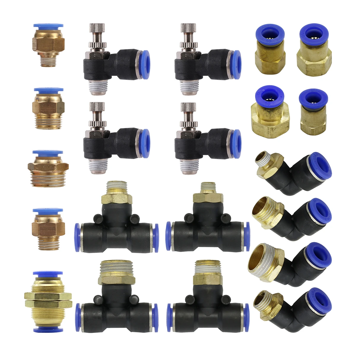 

1/8" 1/4" 3/8" 1/2"Tee Elbow Straight Quick Connector Male Thread Regulating Valve 10mm Home Kitchen Pneumatic Air Pipe Coupling