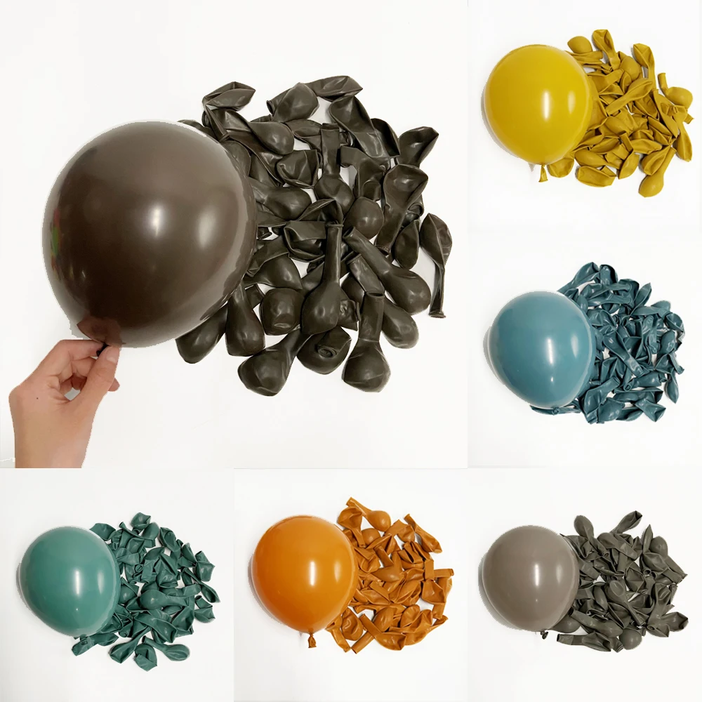 10/20/30Pcs 10inch Dark Khaki Birthday Balloons Retro Coffee Brown Mustard Yellow Sand White Globos for Wedding Baby Shower Deco