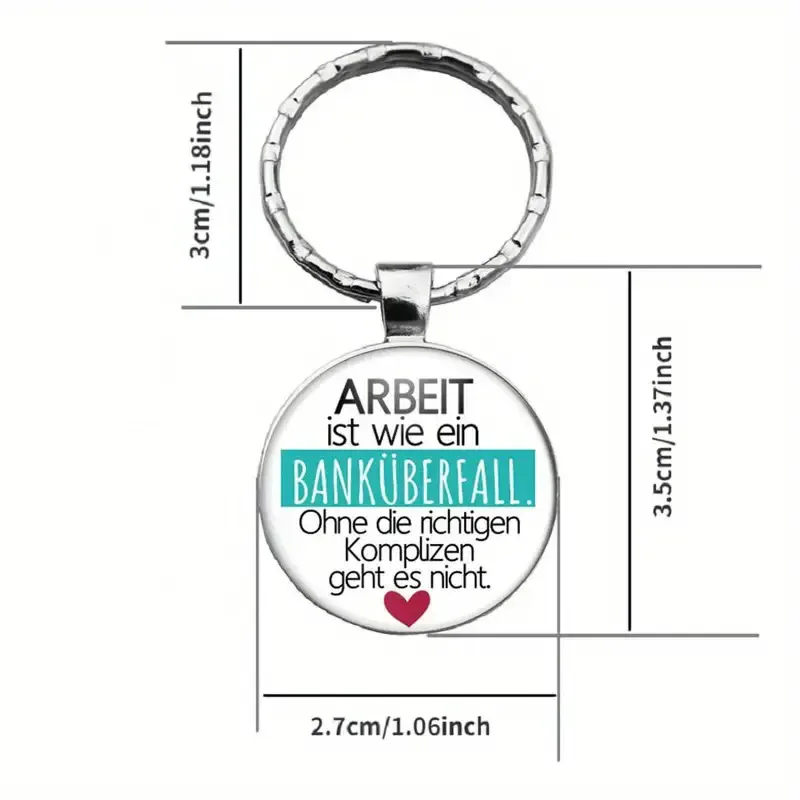 Thanksgiving Alloy Keychain with German Motivational Phrases and A Clover Pendant Decoration Keychain