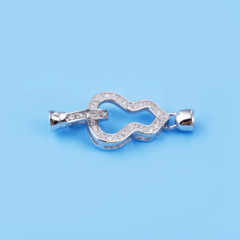 S925 sterling silver handmade DIY connecting bracelet necklace set with zircon gourd-shaped button accessory