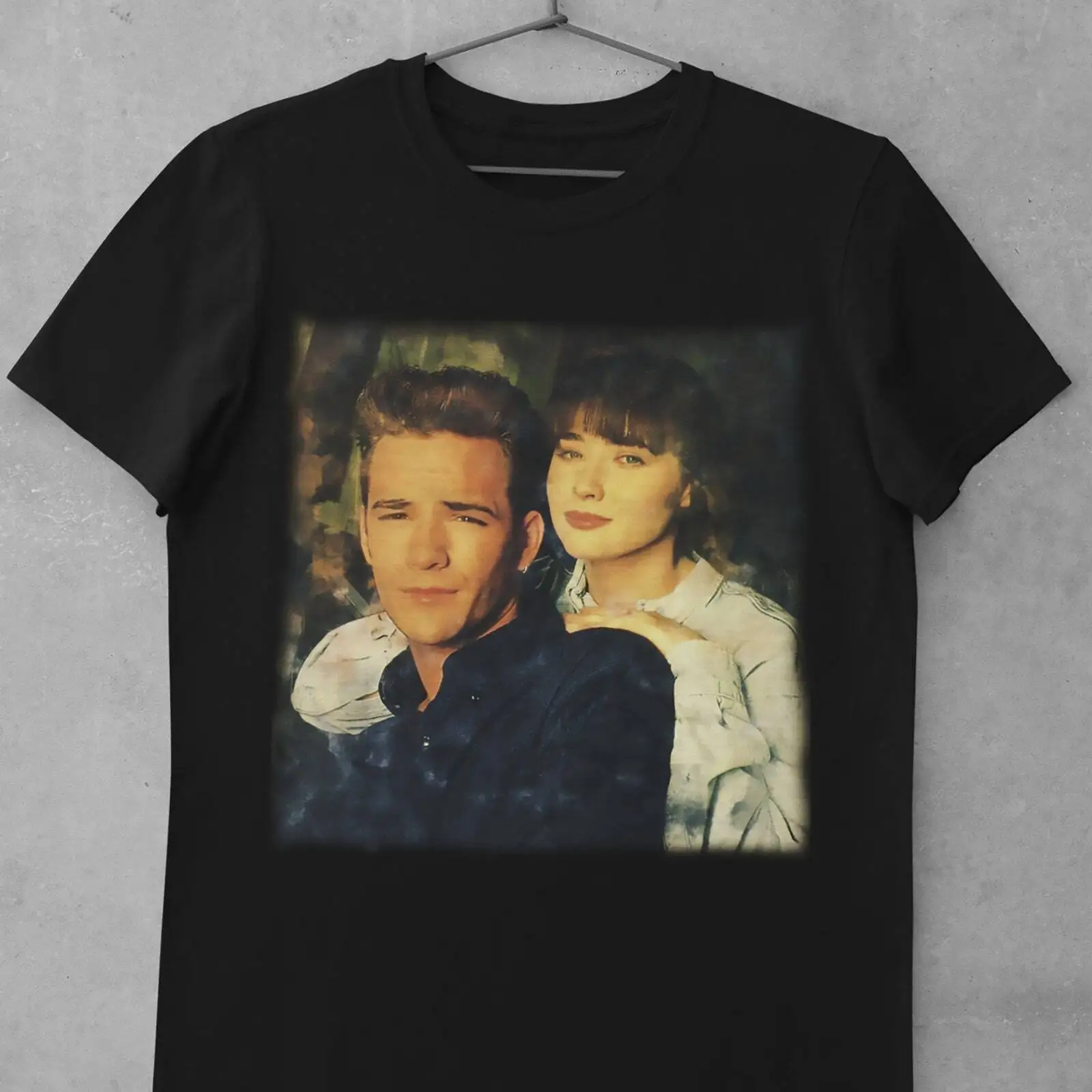 Vintage Retro Beverly Hills 90210 Luke Perry Shannen Doherty Fan Art T Shirt