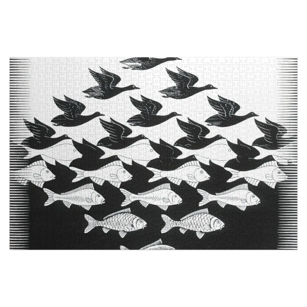 maurits cornelis escher, m c escher paintings, m c escher artwork Jigsaw Puzzle Customizable Gift Custom Child Puzzle