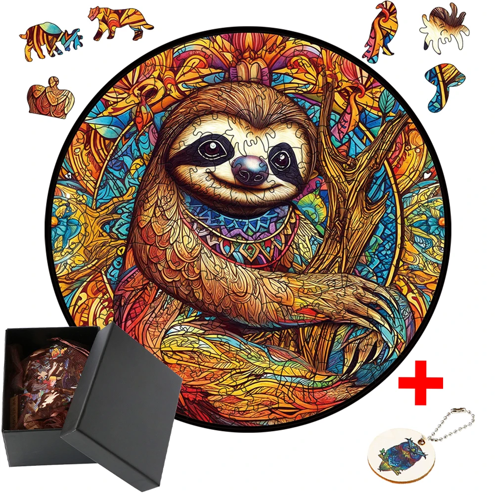 DIY Crafts Wooden Animal Puzzles Sloth Puzzle For Kids Adults Brain Trainer Family Interactive Game with Hell Difficulty