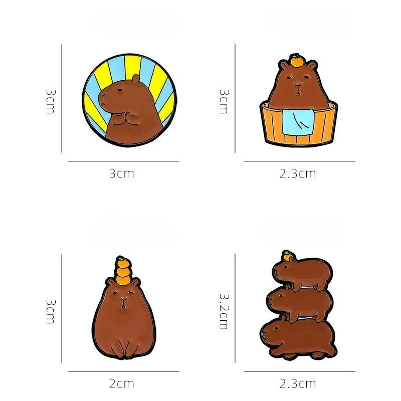 Niedliche Capybara-Emaille-Abzeichen, lustige Tierbroschen, Kleidung, Taschen und Accessoires. Broschen Emaille-Pin – Detail 4