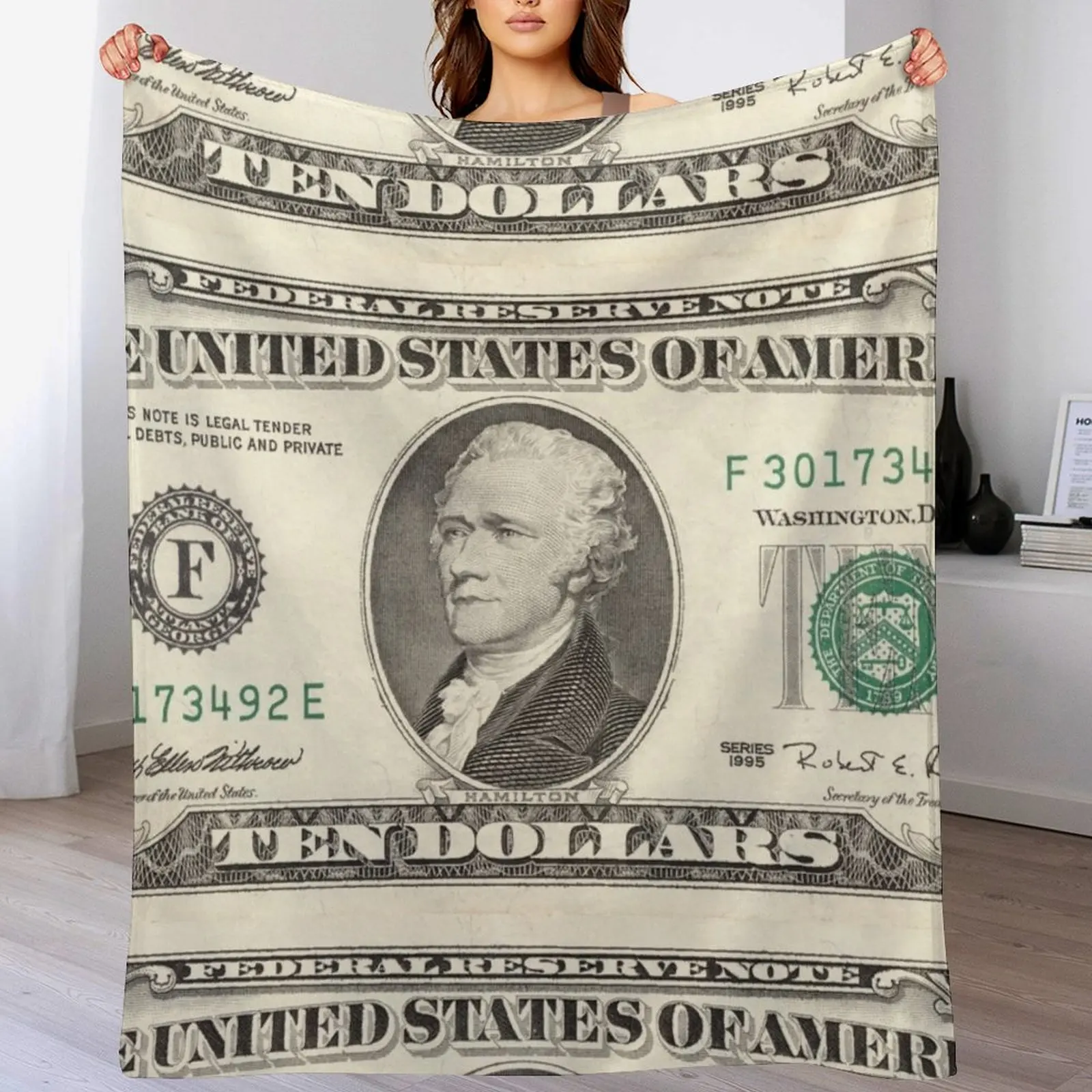 

United States ten-dollar bill - Alexander Hamilton Throw Blanket blankets ands Baby Beach Hairys Blankets