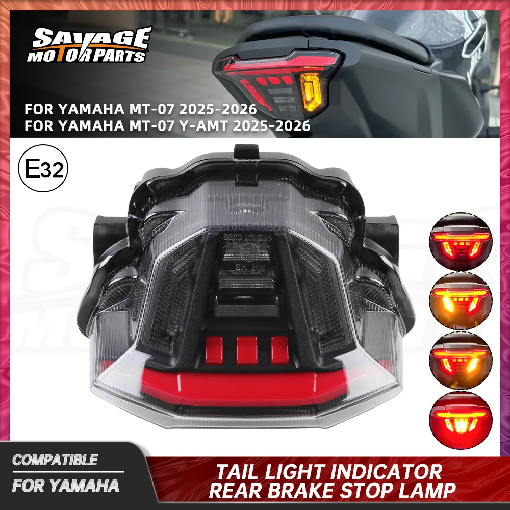 MT07 2026 LED Tail Brake Light For Yamaha MT-07 Y-AMT Integrated Turn Signal Light Motorcycle Accessories Taillight Stop Lamp