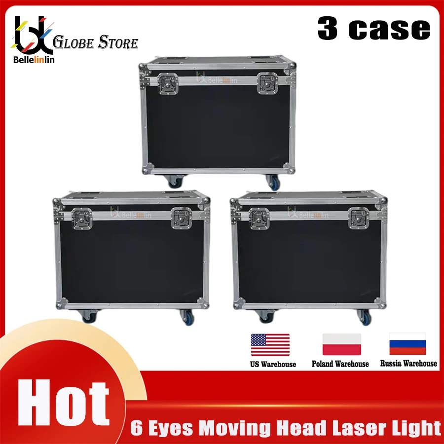 

No Tax 3x Flycase DJ Party Lighting 6 Eyes Moving Head Laser Light Heads Beam Effect For Home Disco Bar Stage Wedding Show