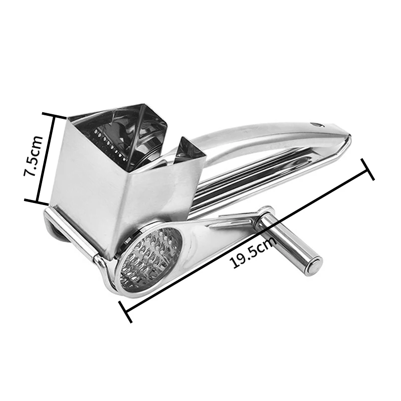 Holaroom Stainless Steel Cheese Slicer Shredder 4 Drums Blades Cheese Cutter Rotary Cheese Grater Butter Cutter Kitchen Gadgets