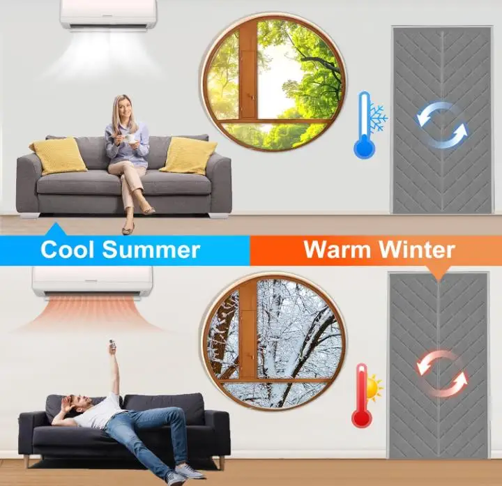 ستارة باب معزولة مغناطيسية شتوية، غطاء عازل للباب قابل للطي، ستارة باب قطنية عالية الجودة، مناسبة لغرفة المعيشة/