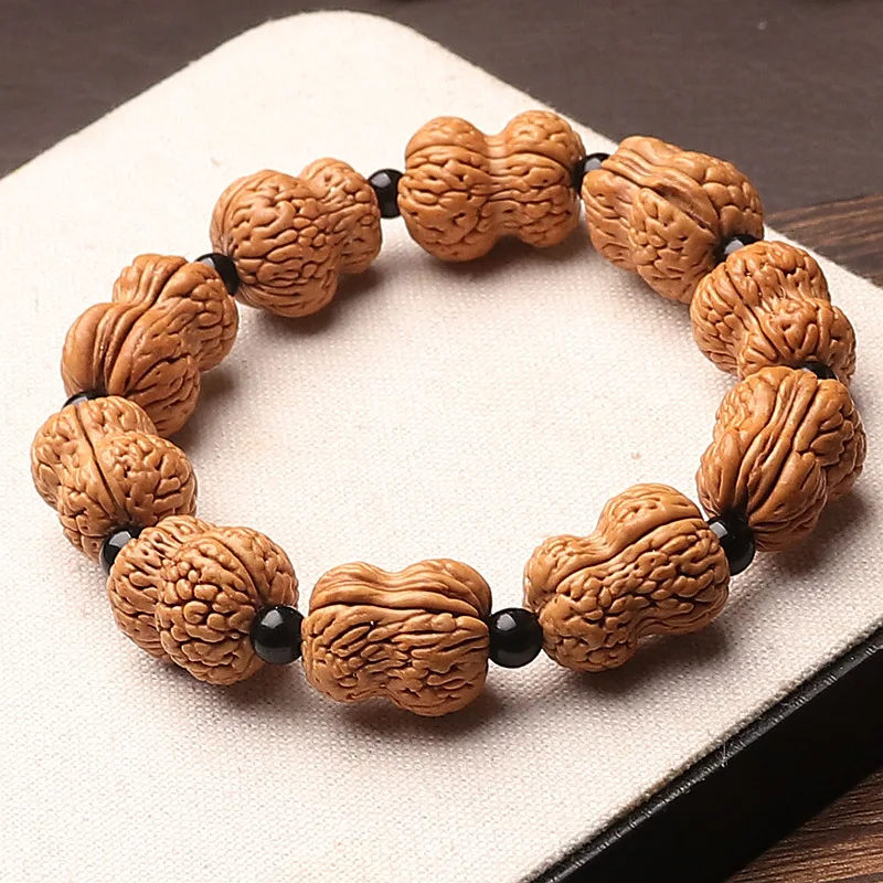 Pure Wild Natural Brain Pattern Peach Pit Bracelet Wenwan Gourd Prayer Beads for Wearing and Playing Gifts