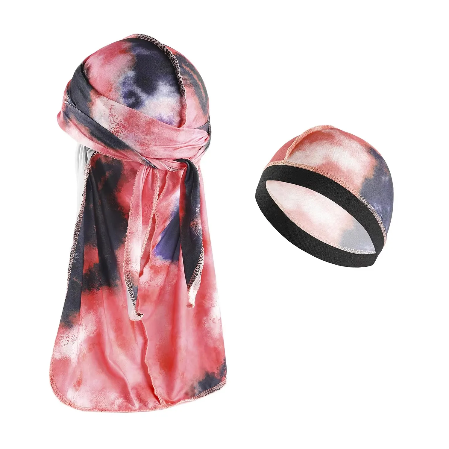 Modische Camouflage Herren Seiden-Durags Turban Bedruckt Unisex Seiden-Durag Kopfbedeckung Bandanas Stirnband Haaraccessoires Piratenhut Wellenmuster Tücher – Detail 8