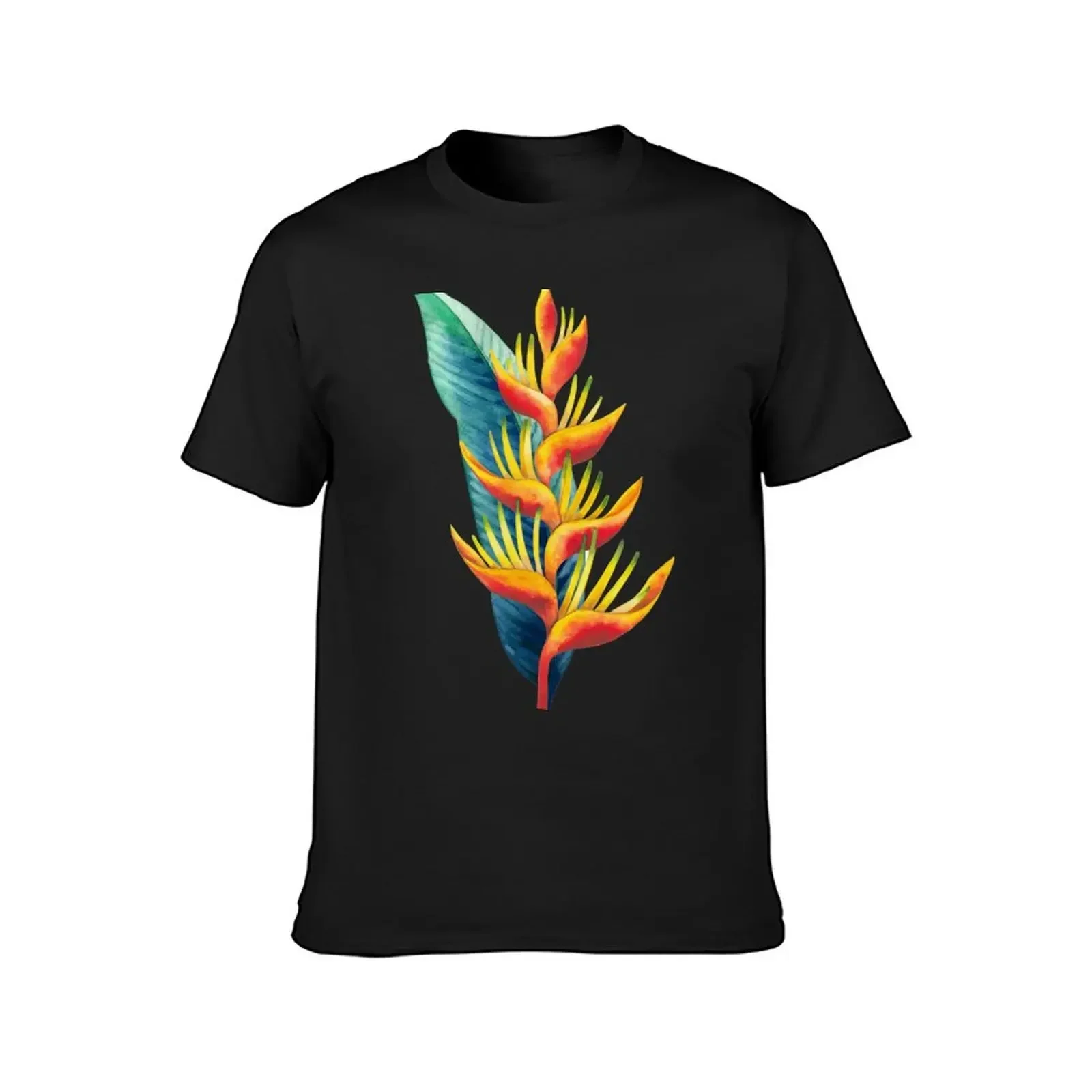 Watercolor heliconia T-Shirt oversizeds sweat anime clothes Men's t shirts