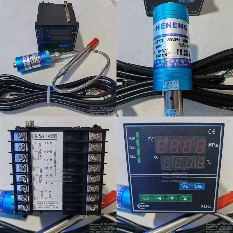Комплект PT131-35MPa-M14x1.5-K + PS20L HENENG: высокотемпературный датчик давления расплава и температуры 2 мВ/В с прибором
