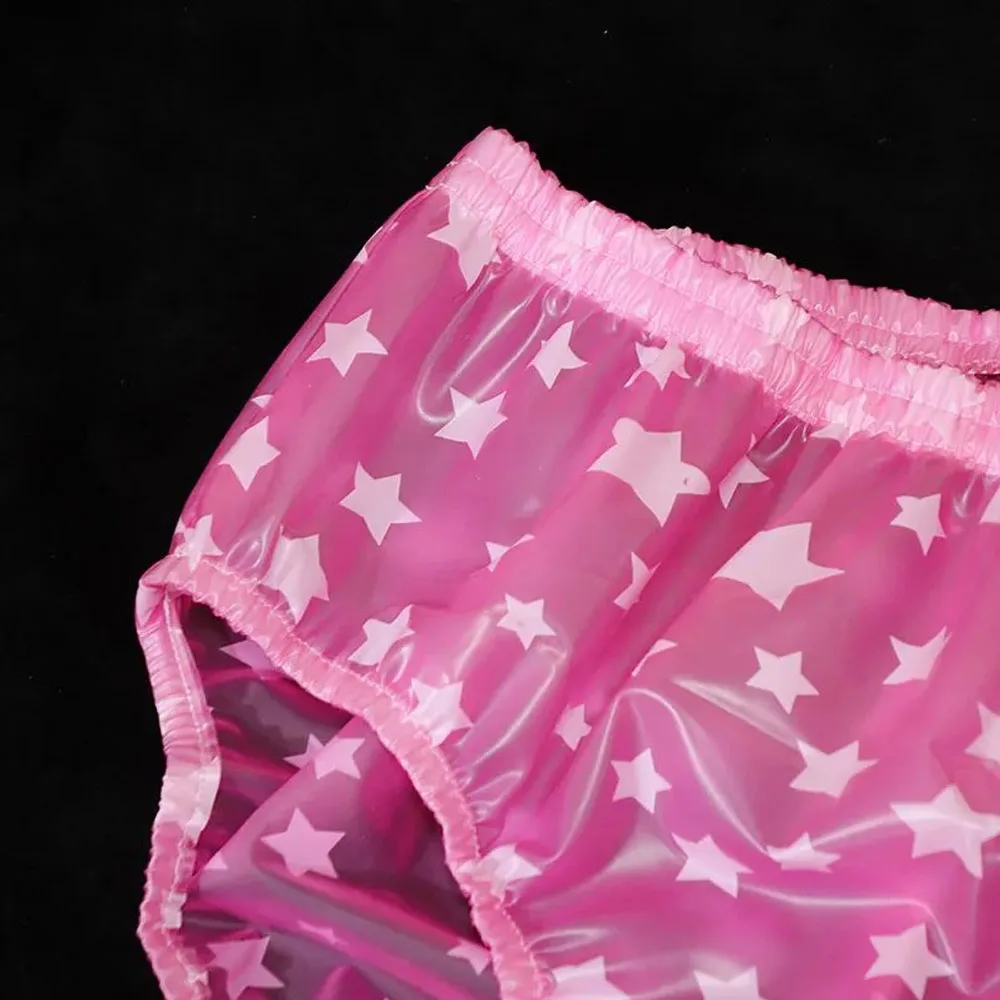 Transparent Men Soft Pentagram PVC Thickened Underpants Smooth Silent ABDL Plastic Briefs Couple Waterproof Adult Baby Panties