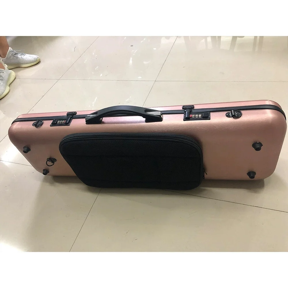High Quality Pink Violin Case Hard Shell Square Shape Box Portable Violin Accessories