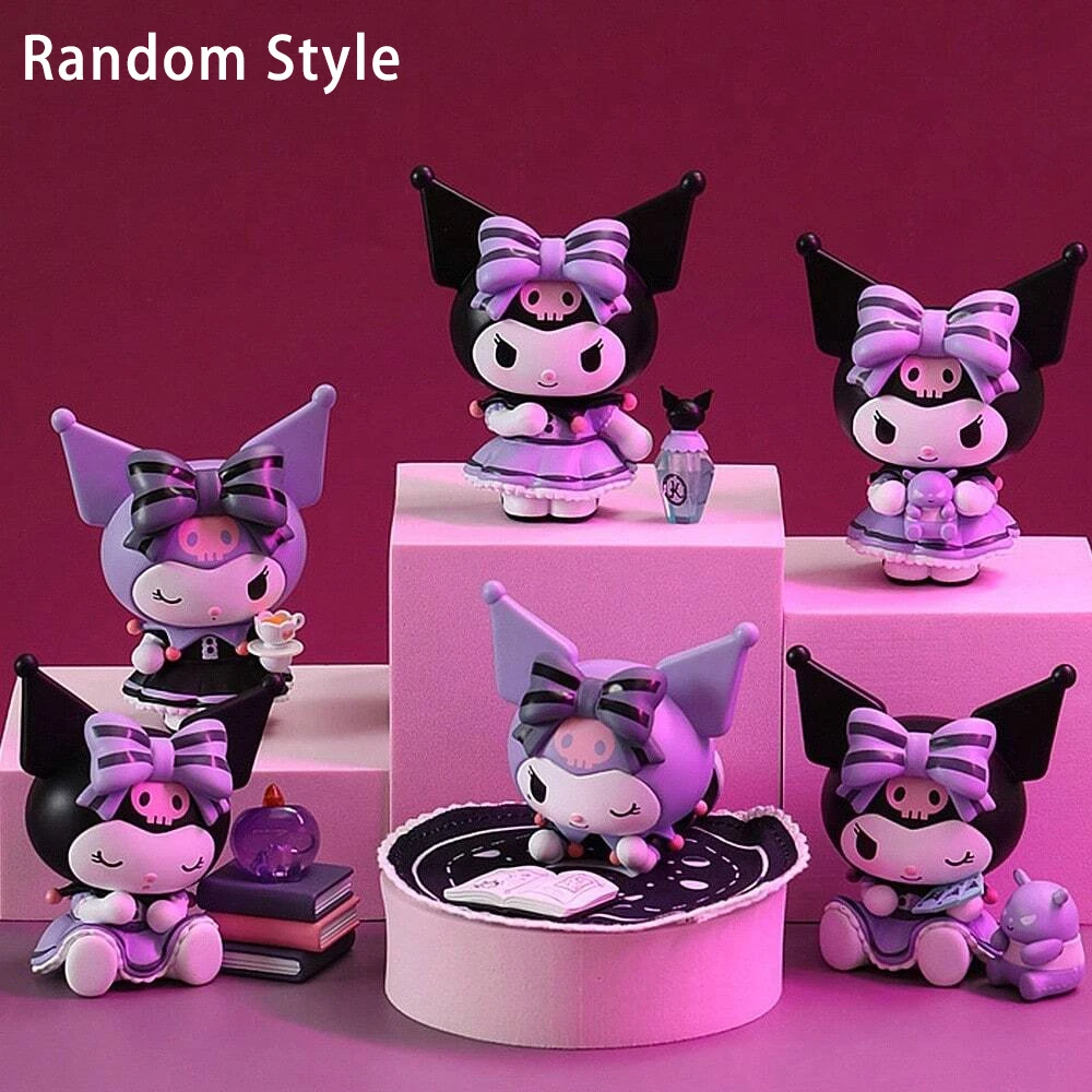 Miniso Sanrio Blind Box Kuromi Lucky Divination Action Doll Kawaii Anime Statua Decorazione Modello Ragazza carina Regalo di compleanno Casuale