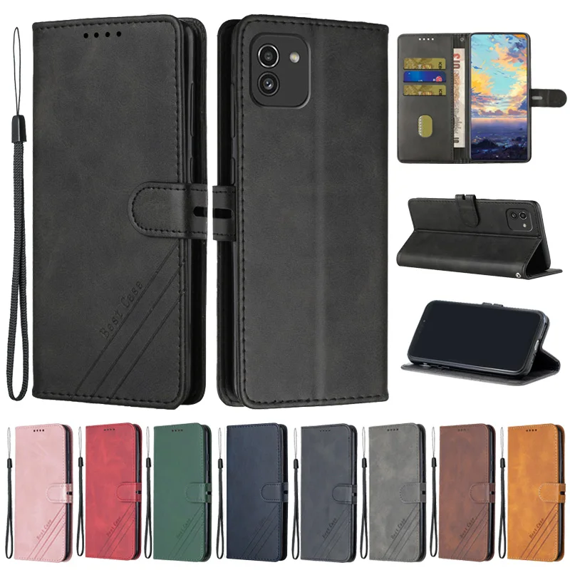 For Samsung Galaxy A03 Case Leather Flip Case on For Funda Samsung A03 Phone Case GalaxyA03 A 03S A03 Core Magnetic Wallet Cover