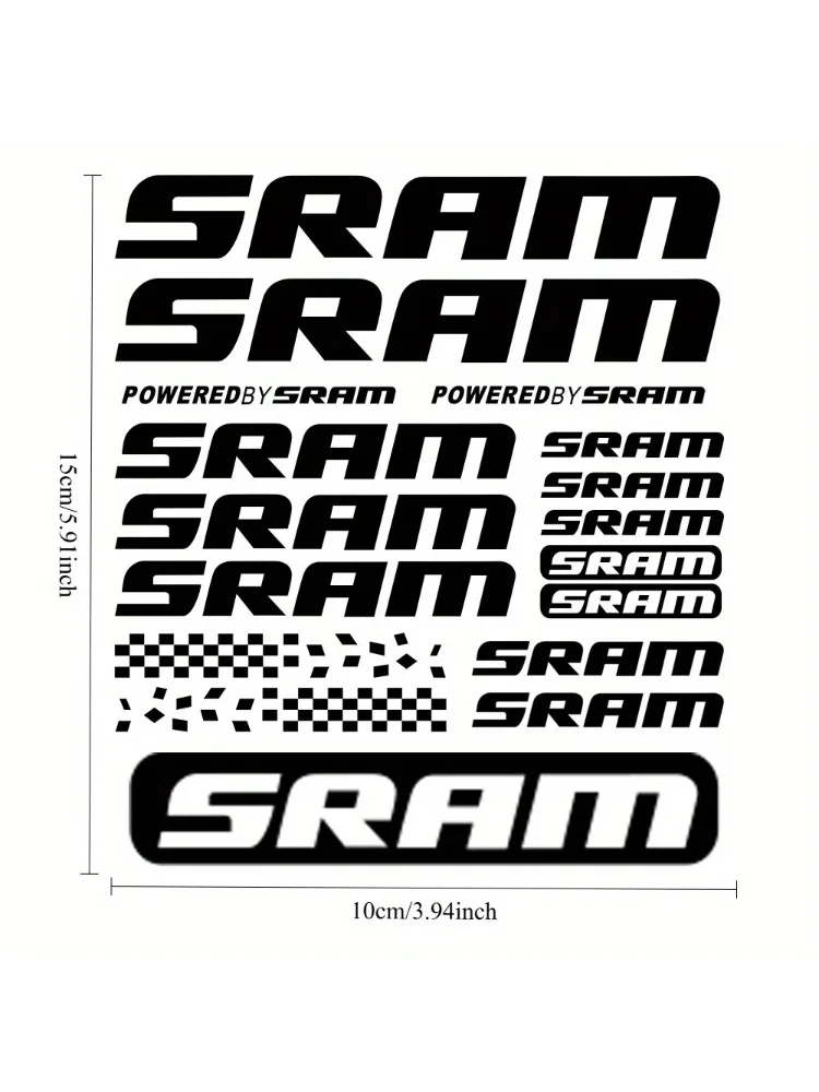 AliExpress SRAM 2D Flat Stickers - For Motorcycle Helmets & Bike Frames, Waterproof Scratch-Resistant PVC Rainbow Holographic