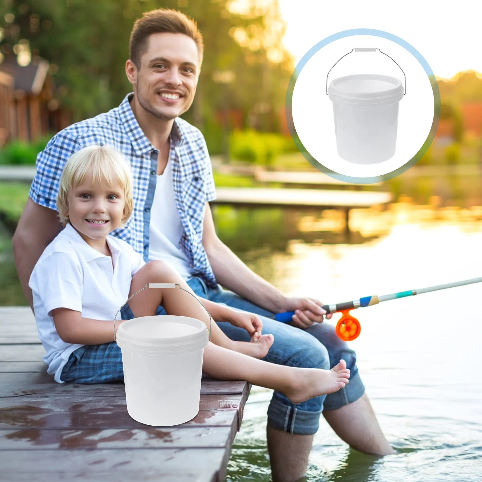 10L White Thickened Plastic Bucket Household Sealed Round Water Container With Handle Portable Paint Fishing Storage Buckets