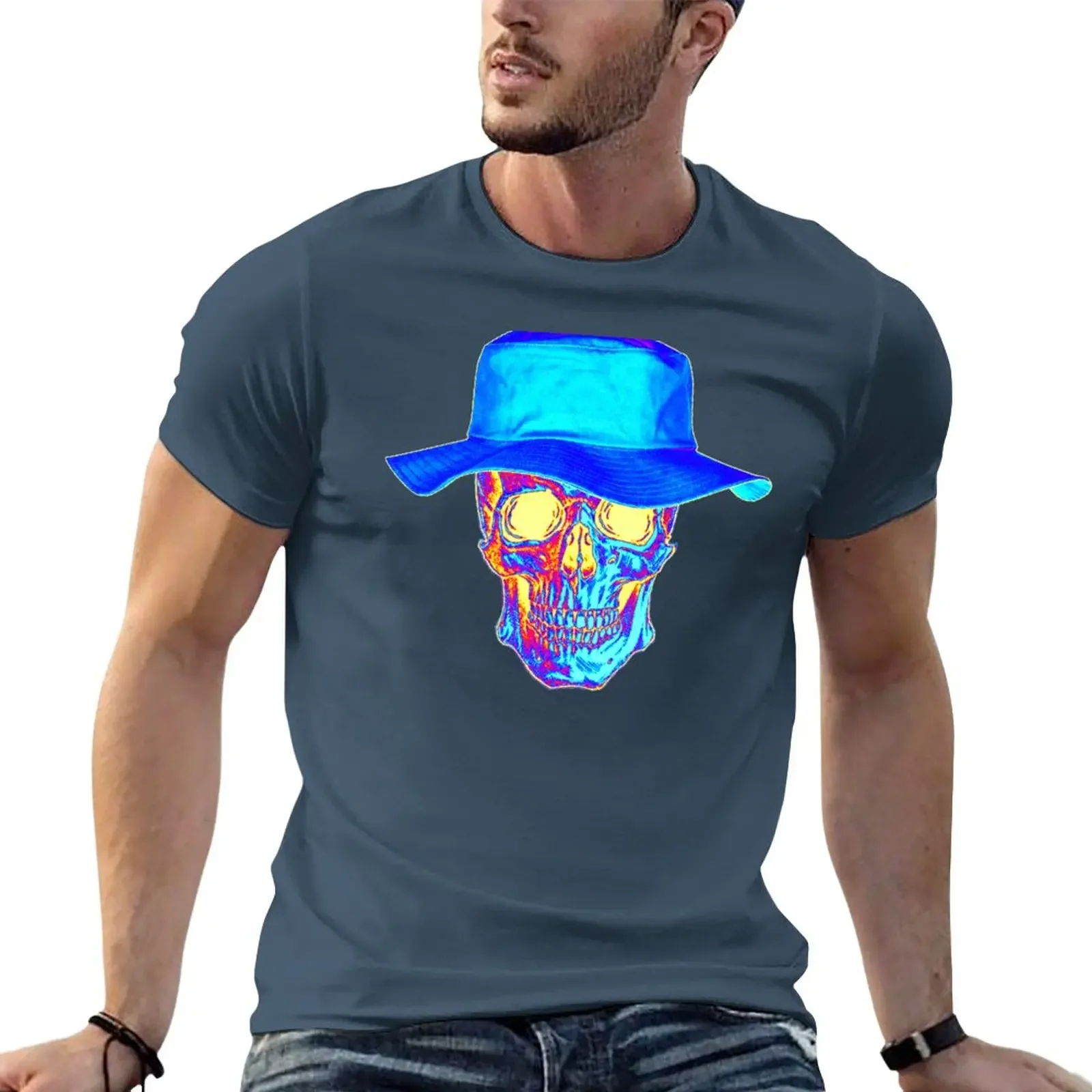 Blue Combustion Skull T-Shirt graphic t shirt funny t shirt black t shirt quick drying shirt black t shirts for men