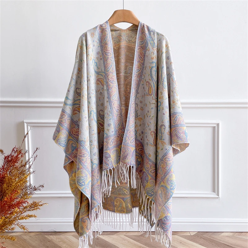 

Новинка 2025 года, женское пончо, роскошный зимний теплый шарф, удобная шаль из пашмины, женский шарф с узором пейсли Bufanda Echarpe, ветрозащитный