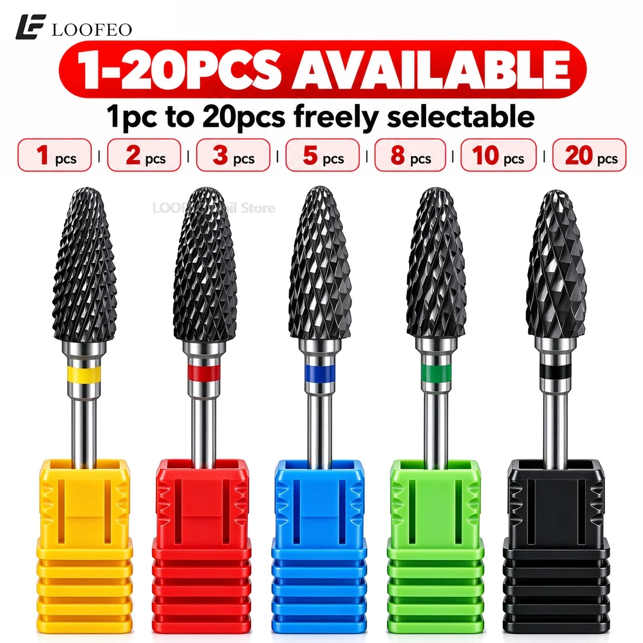 Black Ceramic Nail Drill Bits Milling Cutter for Manicure Electric Nail File for Gel Polish Removal E-File Bit Accessories Tools