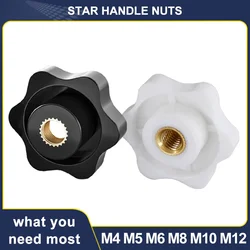 1-5pcs M4 M5 M6 M8 M10 M12 Manual Tighten Nut Black White Thumb Clamping Knob Handle Plum Thread Hand Mechanical Star Nuts