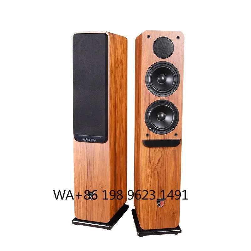 5 Inch Active Bluetooth Floor Standing Bookshelf Speaker with Mic Home Theatre Living Room