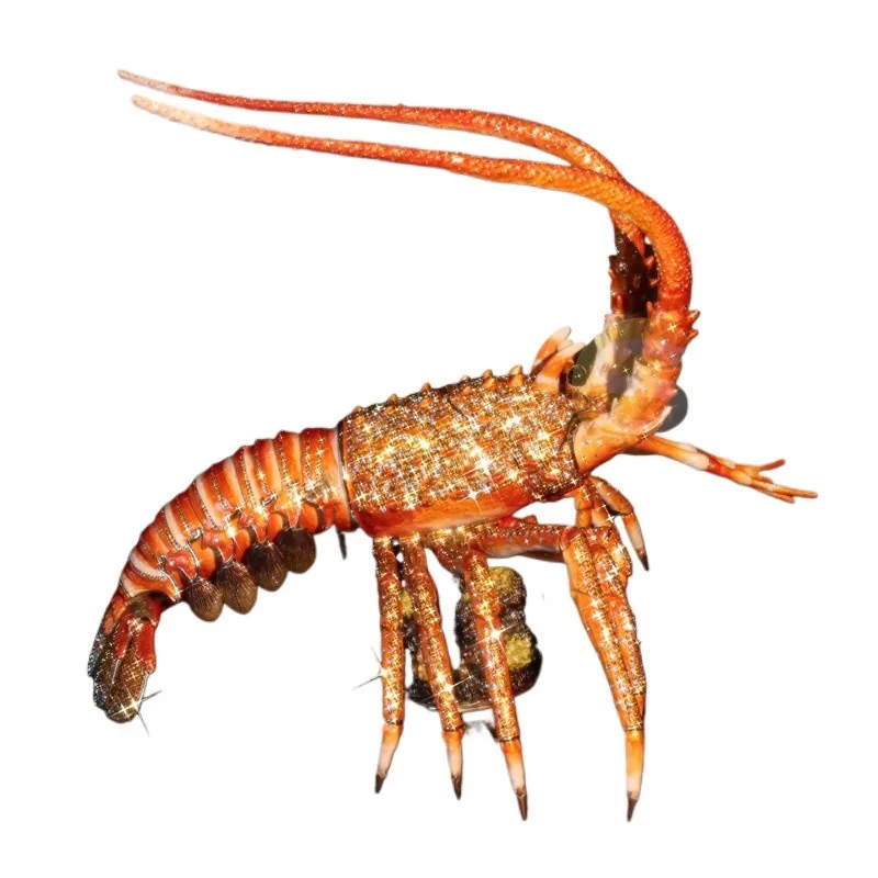 Ocean series enamel craft Swarovan diamond boston lobster metal decorative ornament