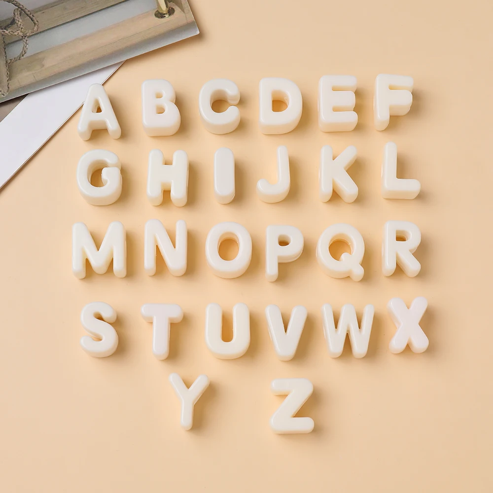 10/20pcs Acrylic Large Hole Letter Loose Beads DIY Necklace Bracelet Mobile Phone Chain Bag Pendant Jewelry Accessories