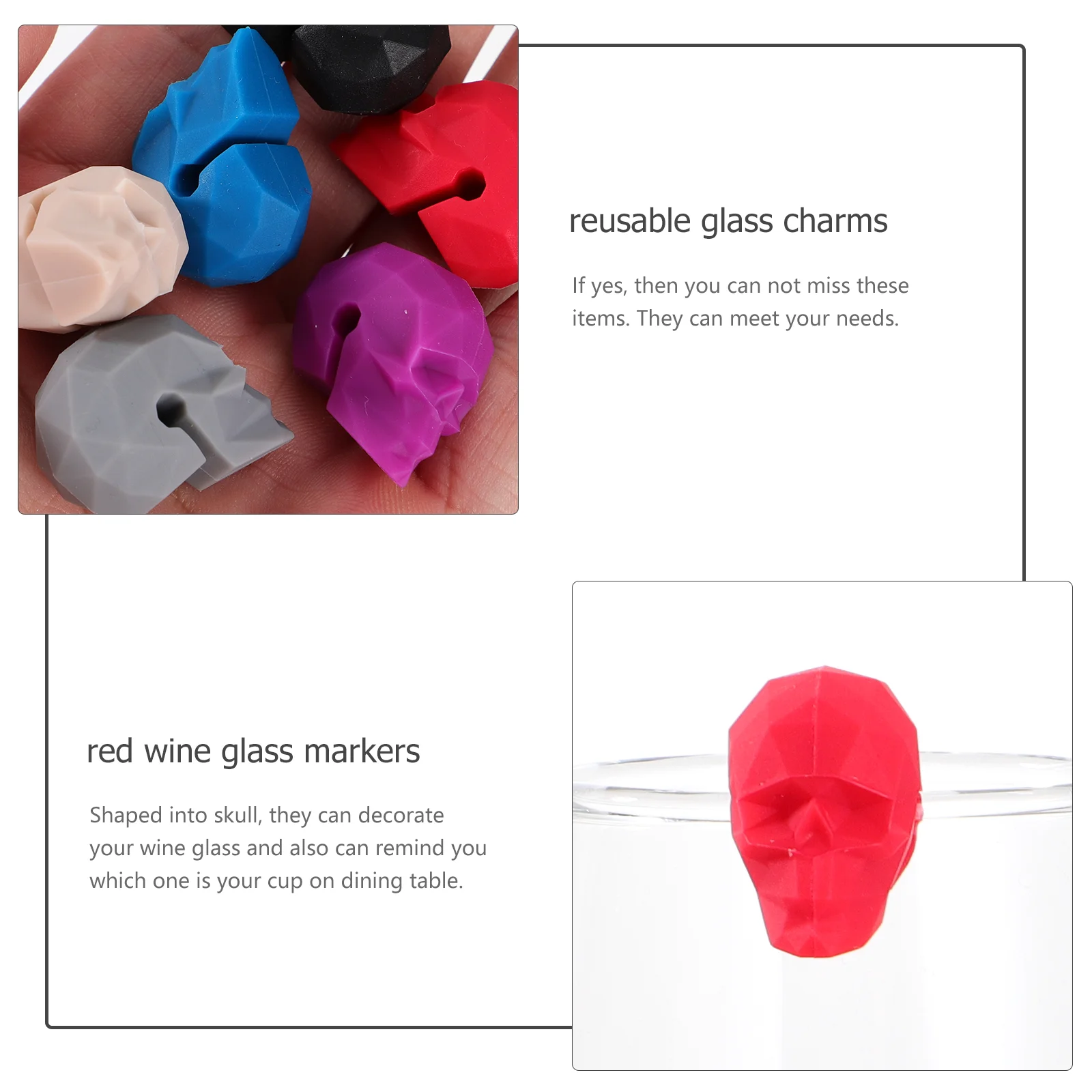 6 Pcs Glass Marker Cocktail Markers Interesting Clips Glasses Nonslip Tag Silica Gel Adornments Labels