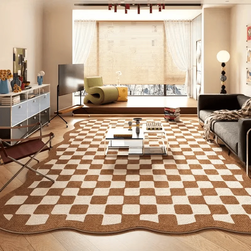 

Ретро шахматный декор для спальни, ковер, легкие роскошные ковры для гостиной, пушистый мягкий ковер для гостиной, домашний утолщенный плюшевый напольный коврик