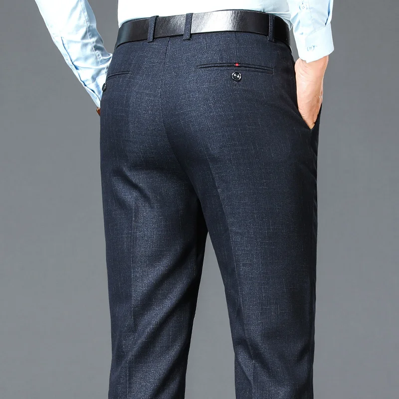 Formal Business Casual Suit Pants Spring Autumn Straight Solid Color All-match Men's Clothing Commute Daily Mid Waist Trousers