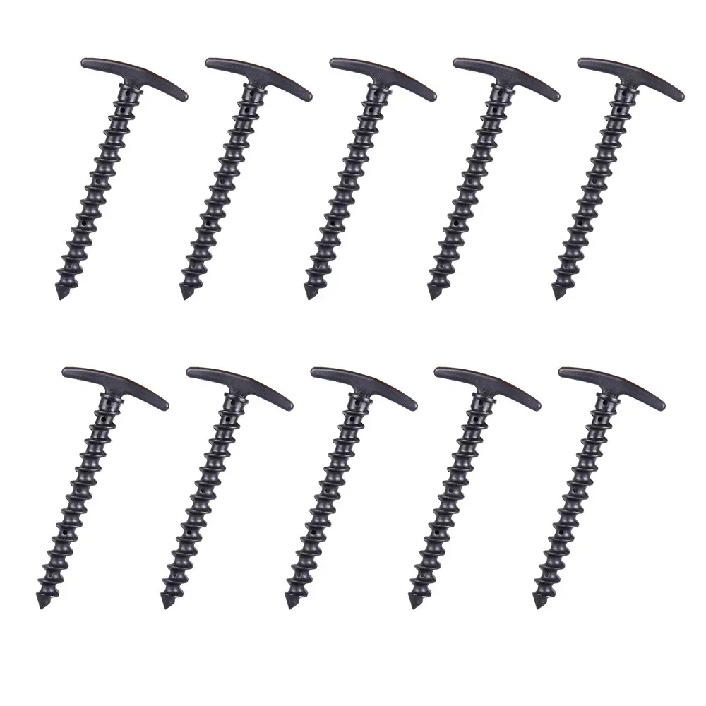 Canopy Stakes Camping Stakes Beach Tent Stakes Heavy Duty Screw Shape 25 cm 10 inch - 10 Pack Plastic tent ground nails