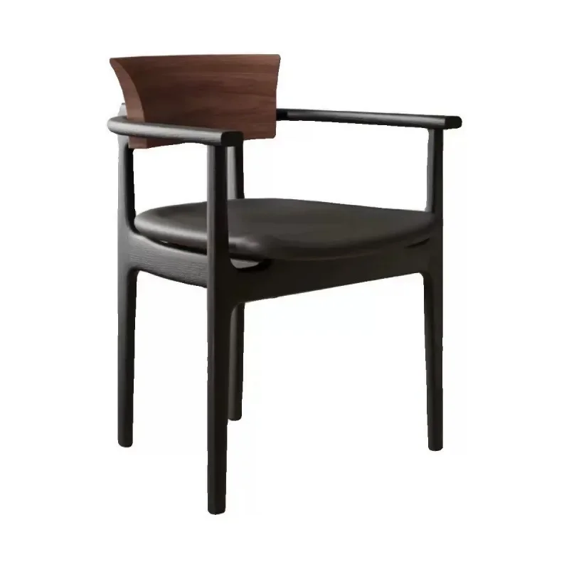 

Nordic medieval solid wood dining chair simple retro light luxury back chair home restaurant designer negotiates tea chair