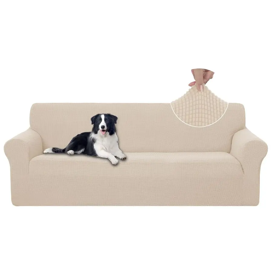 

Чехол для дивана HOME Stretch, моющийся, защитный, для диванов с 3 подушками, для владельцев домашних животных, бежевый
