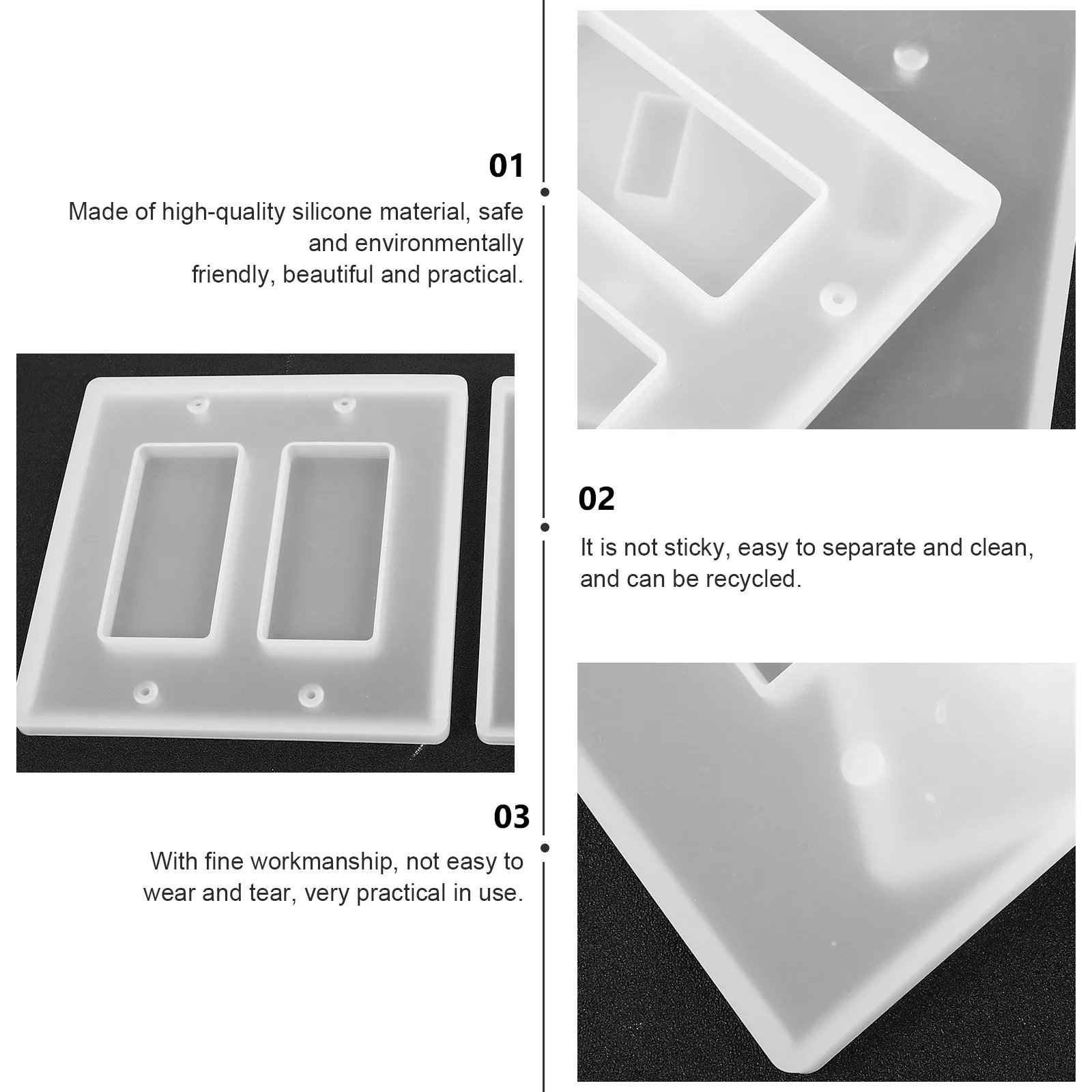 

6pcs Socket Panel Epoxy Diy Silicone Durable Craft Casting Mold Home Decor Crystal Drop Cover Molding Kit Panel Socket Epoxy
