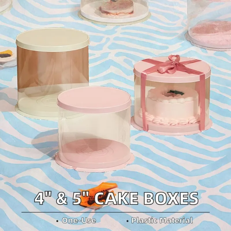 Transparent plastic cake box disposable food packaging birthday cake with paint embossing bronzing