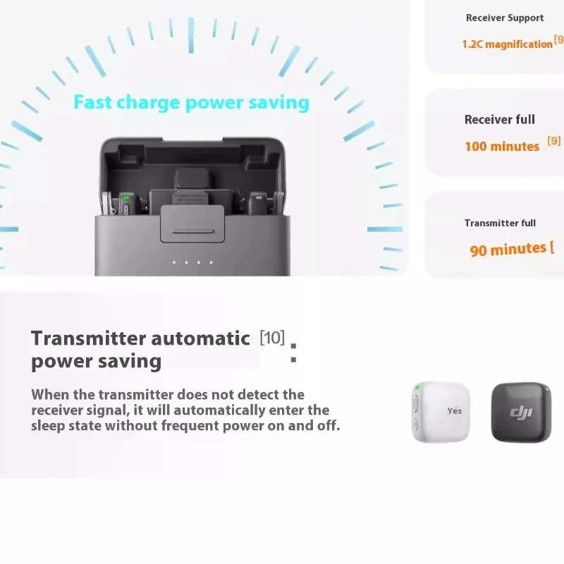 D JI Mic Wireless Microphone Professional Recording Studio Equipment 250m Transmission Range Dual-Channel Photography Accessory