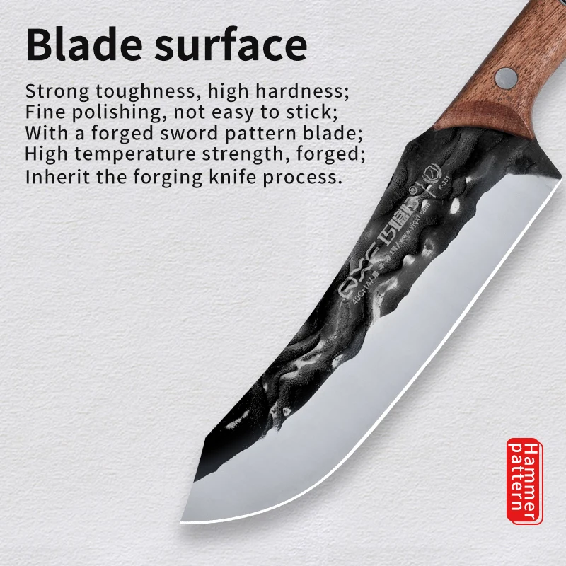 【Venda quente】Faca de açougueiro de aço damasco para cozinha, forjada à mão, borda, ferramenta profissional de processamento de carne