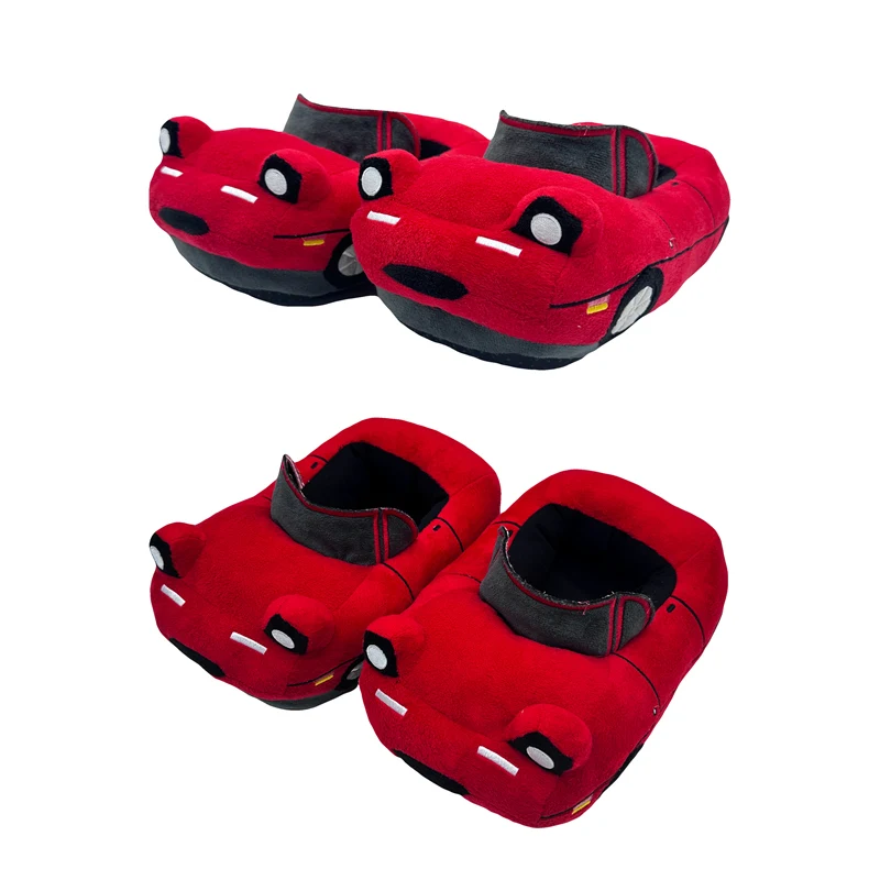 Red Car Plush Slippers Fun Vehicle Shape Stuffed Shoes Indoor Slippers Women Men warm House Slipper Christmas Gifts