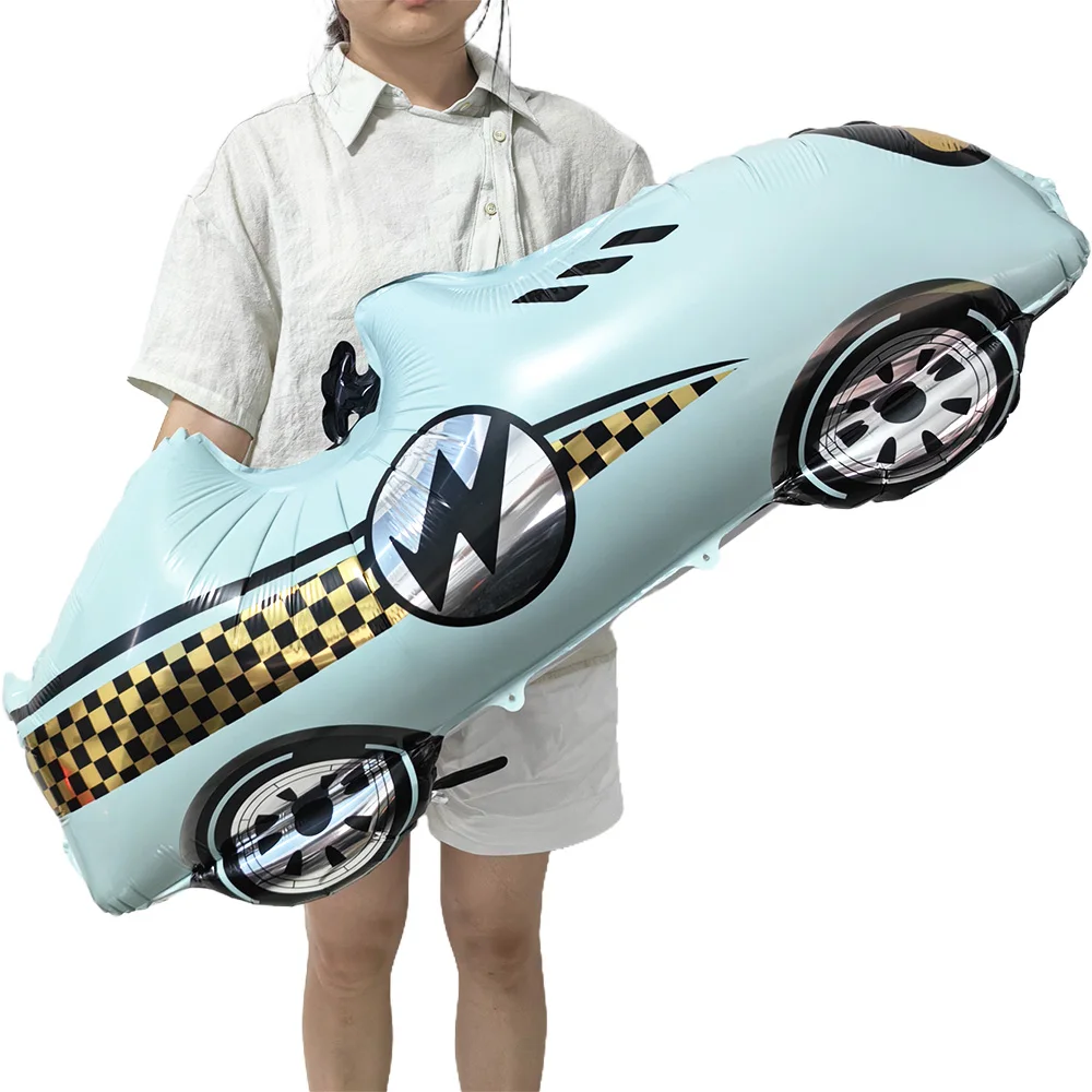 Racing Car Balloon Traffic Cone Balloon Tire Wheel Balloons Black White Checkered Race car Theme Kids Birthday party Decorations