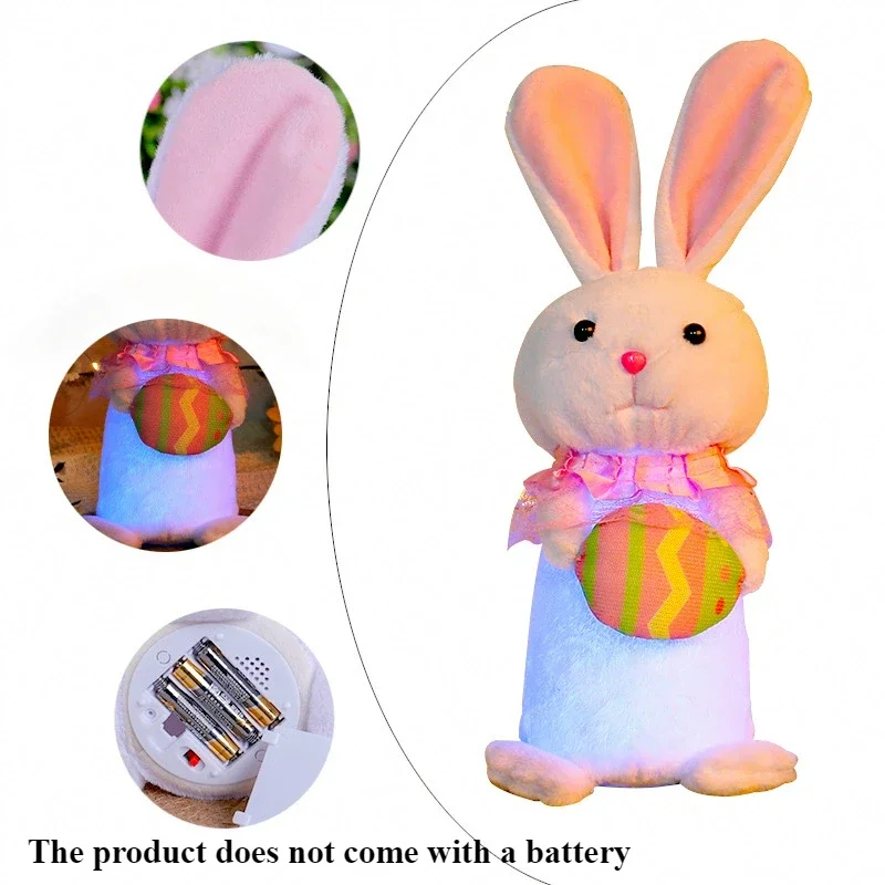부활절 귀여운 LED 빛나는 토끼 장식 빛나는 토끼 인형 토끼 장식품 파티 데스크탑 장식 어린이 휴일 선물