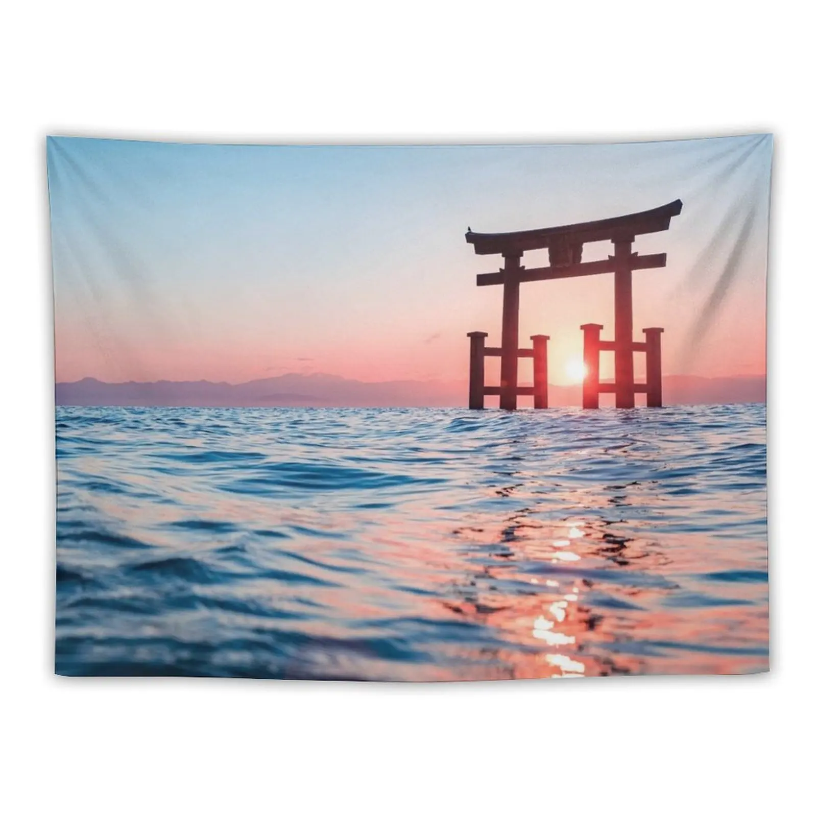 Calm Sunset Torii Gate Tapestry Art Mural Wall Hangings Decoration Room Decor Room Decor Cute Tapestry