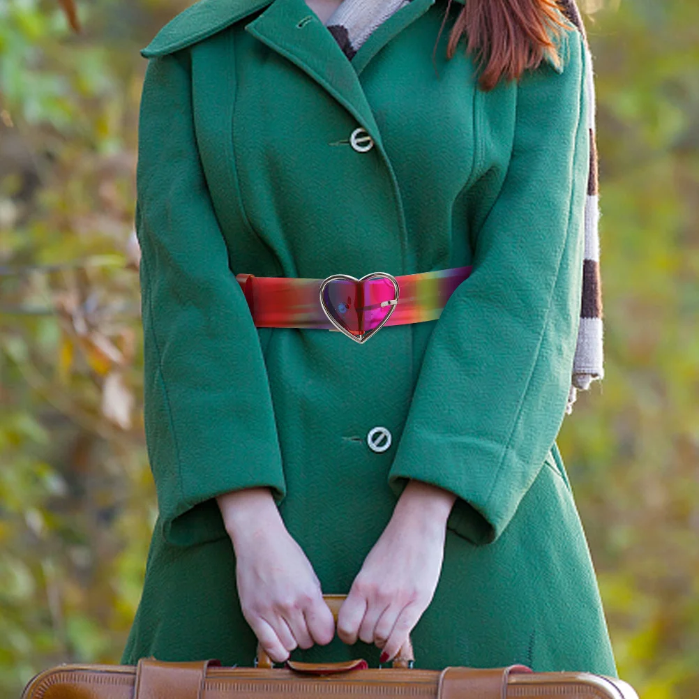 2 szt. Przezroczysty pasek do spodni z klamrą w kształcie serca, PVC, tęczowy, uroczy, w stylu punk, modny pasek do sukienek, damski pasek do spodni jeansowych i spódnic