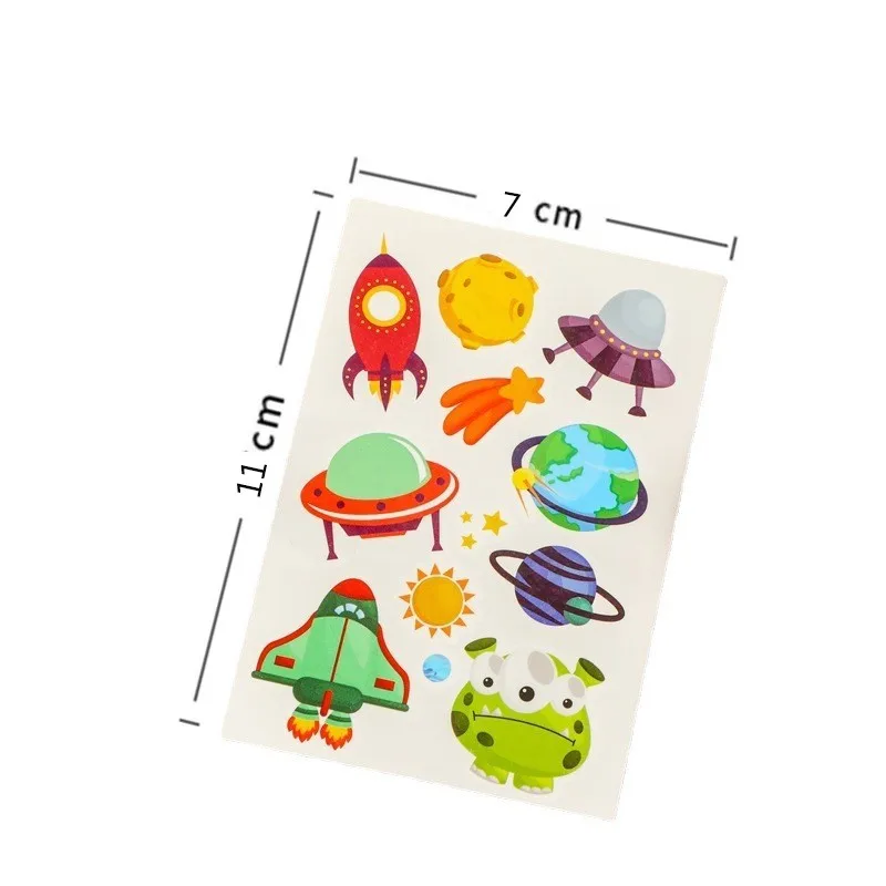 6Pcs/Set Cartoon Space Rocket Tattoo Stickers Astronaut Star Spaceship Shower Kids Gift Temporary Tattoos Stickers Decoration