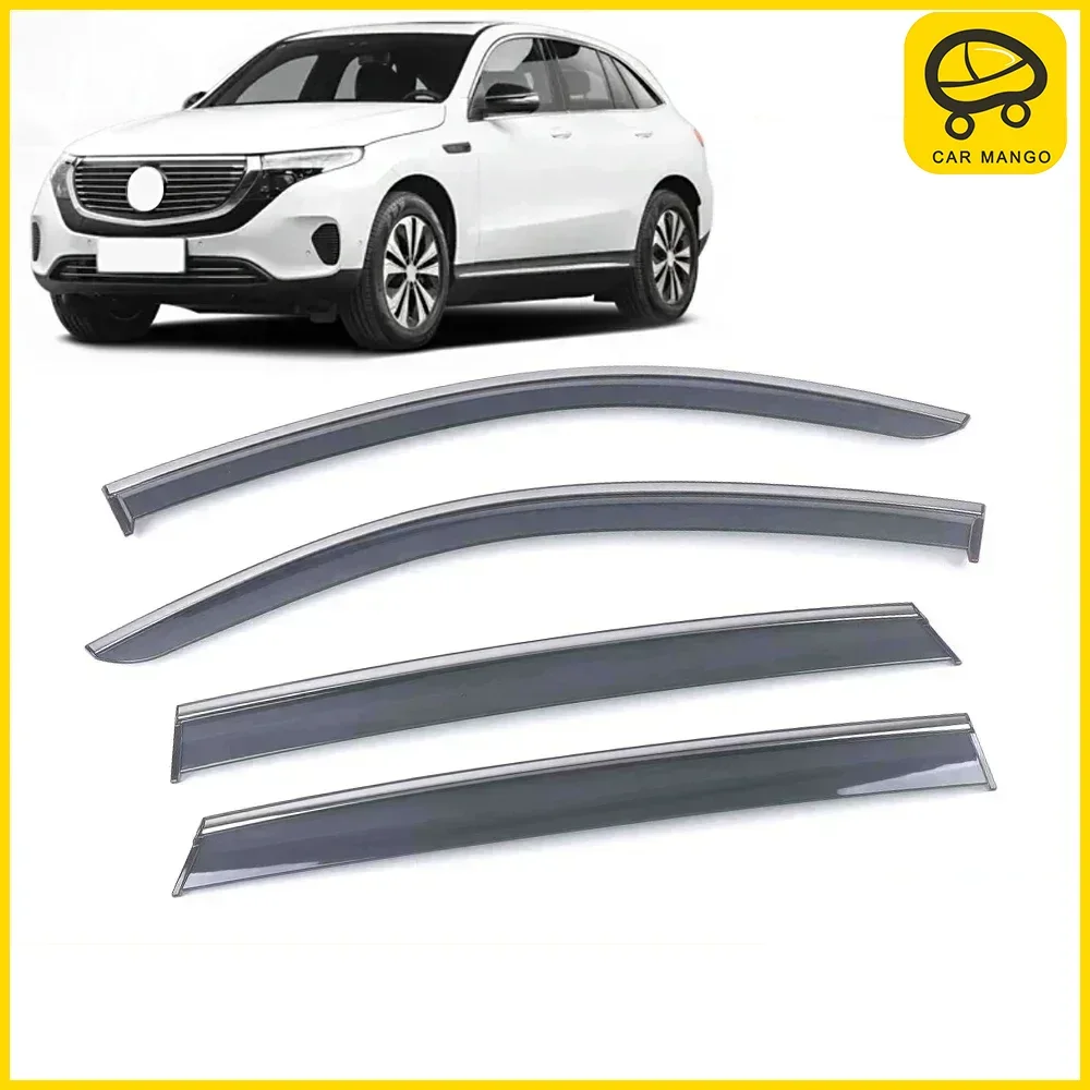 

Chrome Strips Rain Guards for Mercedes-Benz EQC 2021-2023 Window Visor Wind Deflectors Door Visor Vent Shades Ventvisor