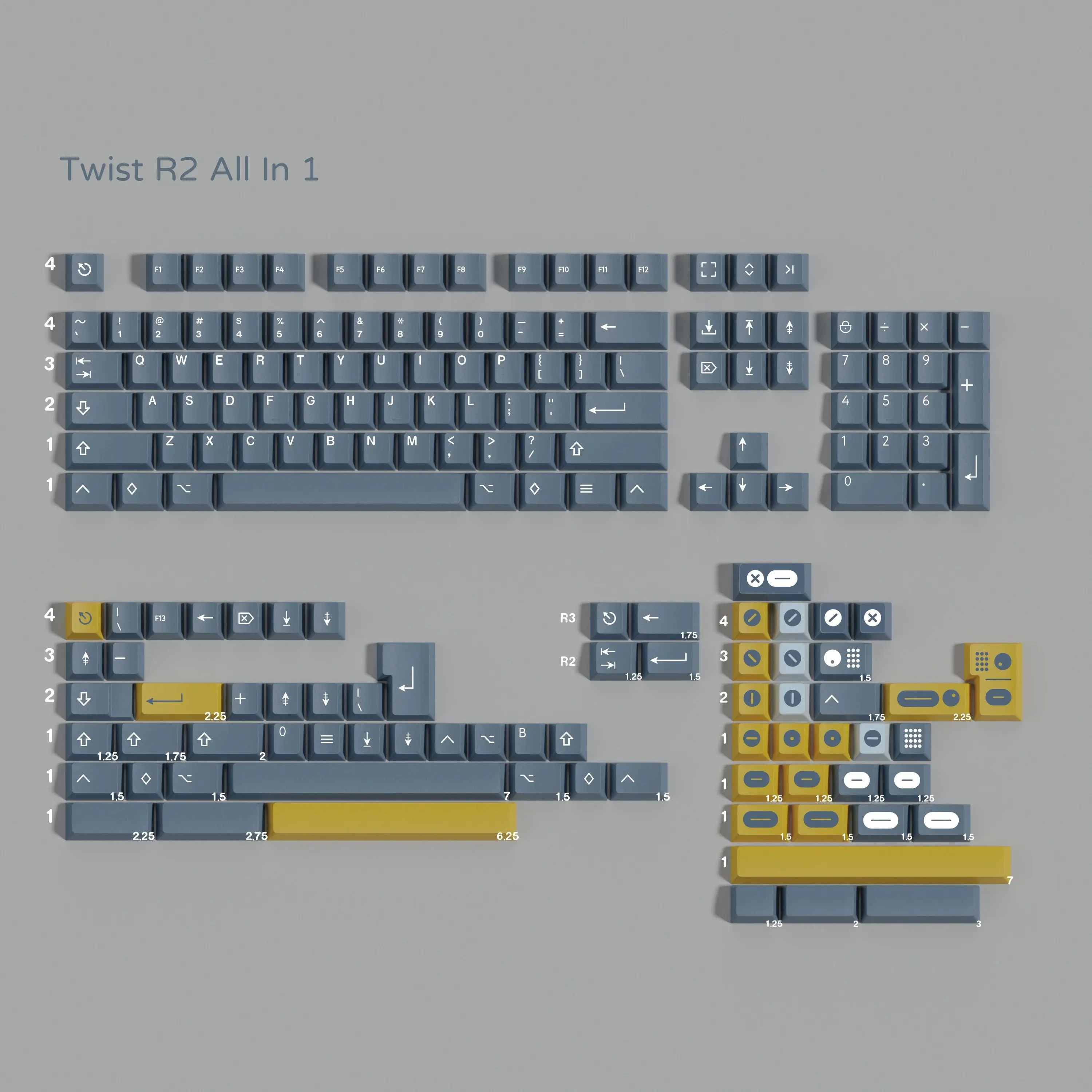 PBT Keycaps Twist R2 Keycap Cherry Profile Dye Sublimation Key Caps For MX Mechanical Keyboard 2.25U 2.75U Split Spaces ISO Ente