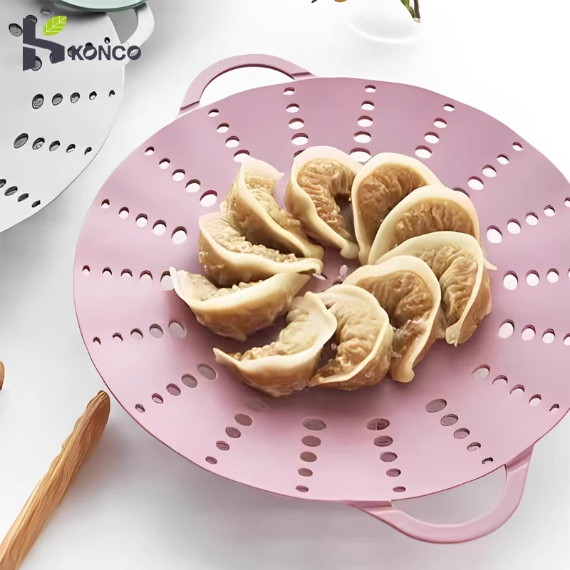 Silicone Steamer Basket Food Steamer Vegetable Fruit Food Basket with Handles Drain Basket temperature Resistant Steamer Rack